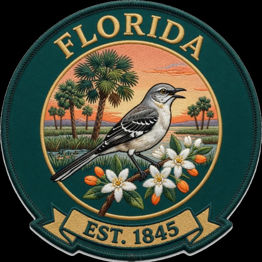 The Florida crest — embroidered heritage medallion